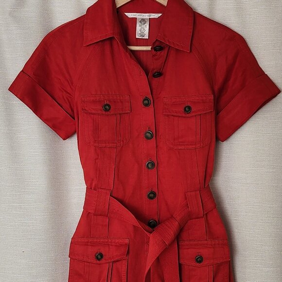 DIANE VON FURSTENBERG Safari Shirt Belted Utility Dress Silk Cotton Linen Pocket - Picture 1 of 9